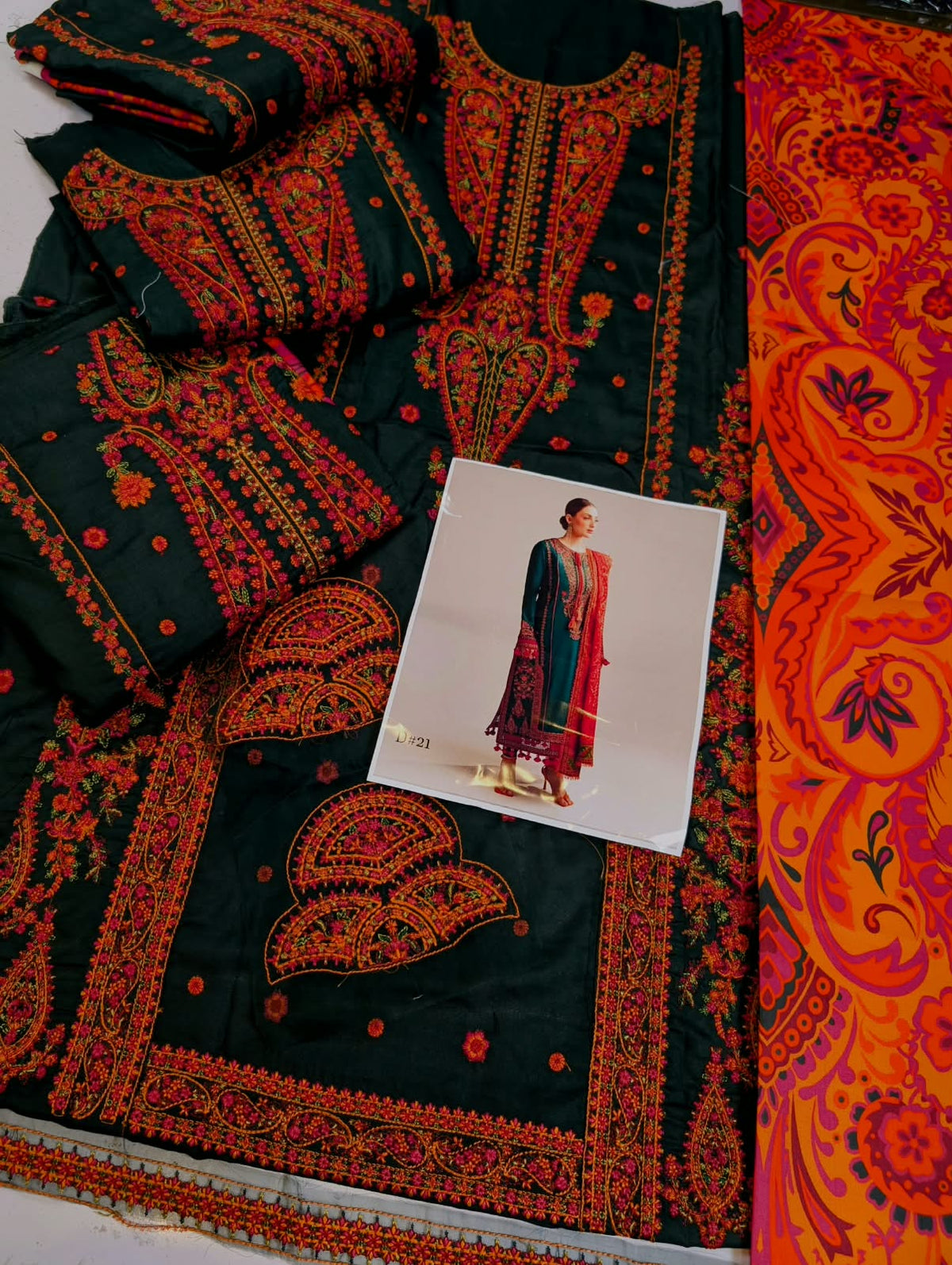 Winter 3 pcs artical 2027 Brand Name Hussain Rehar Dhanak Full emb Front Back and sleeves Emb Trouser Plain Dhanak Emb Printed Woolen Shawl