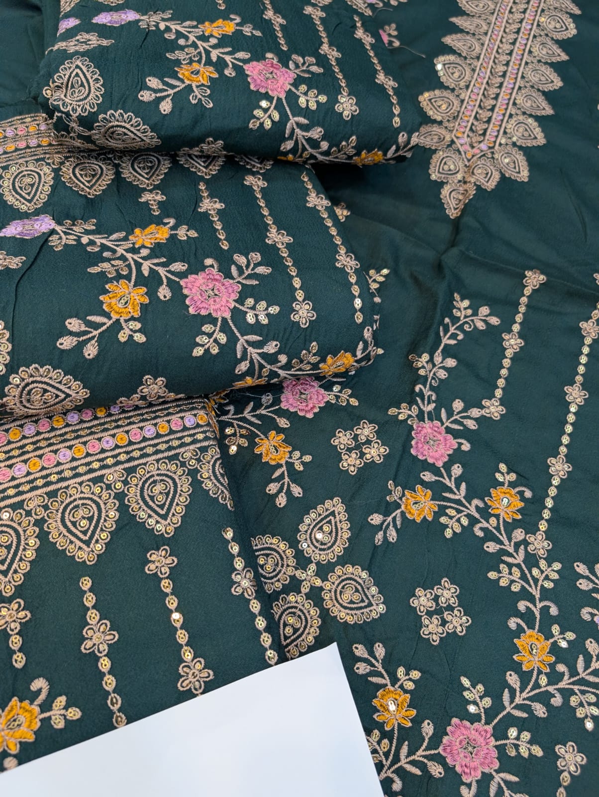 Dhanak Collection ✅Winter Collection 2026 ✅Available (Stock) ✅Brand: Breeze  ✅Fabric: Peach Wool  Status: Heavy Emb❤️ Front shirt Full Heavy Emb  ✅Sleeves Heavy Emb ✅Back Emb ✅Trouser Plain Dupata : Woolen Shawl EMB 🌹(Wholesale Price)  ❤️ Rs3450